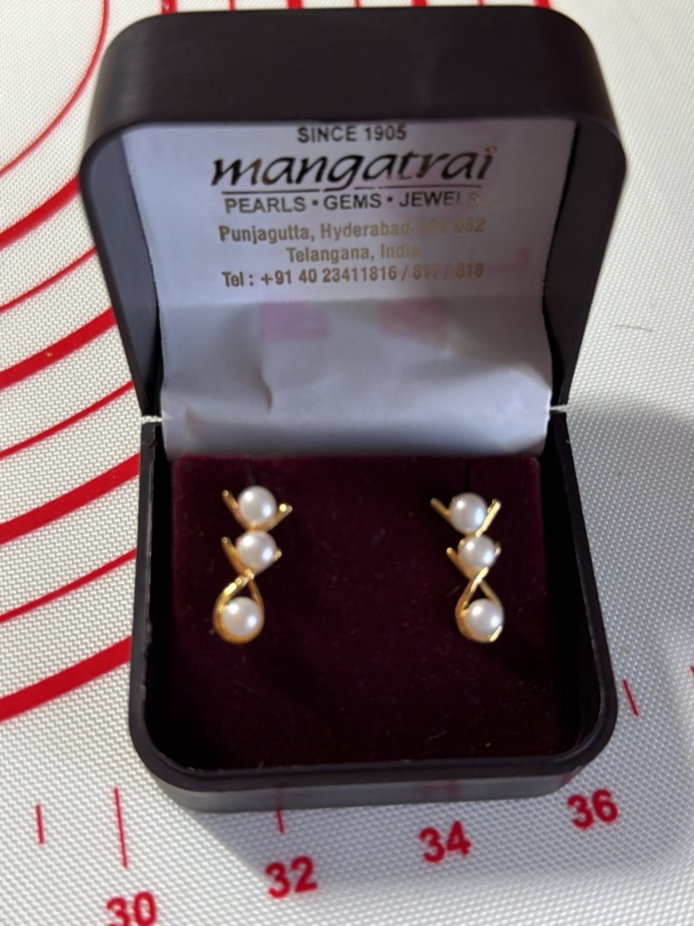 Mangatrai Triple-pearl Wave Drop Earrings - White Pearls